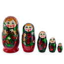 Black Hood with Red Berries Wooden Nesting Dolls