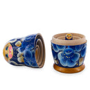 Blue Color with Blue Flowers Wooden Nesting Dolls