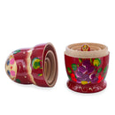 Red Color with Purple Flowers and Red Berries Wooden Nesting Dolls