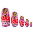 Purple Hood with Red Flowers Wooden Nesting Dolls