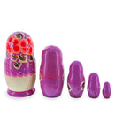 Purple Hood with Red Flowers Wooden Nesting Dolls