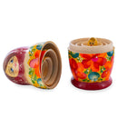 Red Color with Orange Flowers Wooden Nesting Dolls