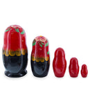 Beautiful Wooden with Red Color Hood and Golden Flowers Nesting Dolls