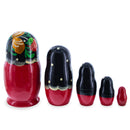 Black Hood with Strawberries Wooden Nesting Dolls