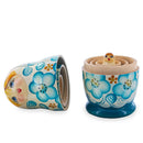 White Hood with Blue Flowers Wooden Nesting Dolls