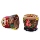 Red Color with Basket and Flowers Wooden Nesting Dolls