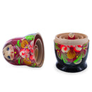 Pink Hood with Orange Flowers Wooden Nesting Dolls