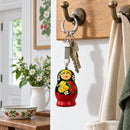 Strawberry Nesting Doll Wooden Key Chains 4 Inches