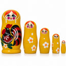 5 Rooster and Daisies Floral Wooden Nesting Dolls 4.5 Inches