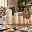 Set of 5 Unfinished Wooden Nesting Dolls DIY Craft Blanks for Painting 5.75 Inches
