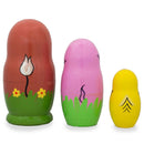 Set of 3 Cow, Pig and Chicken Wooden Nesting Dolls 4.25 Inches