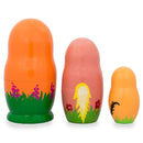 Set of 3 Horses with Flowers Wooden Nesting Dolls 4.25 Inches