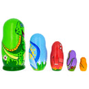 Set of 5 Dinosaurs Wooden Nesting Dolls 6 Inches
