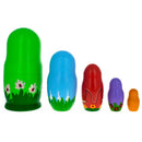 Set of 5 Dinosaurs Wooden Nesting Dolls 6 Inches