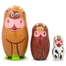 Set of 3 Cows Wooden Nesting Dolls 4.25 Inches