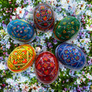 Set of 6 Traditional Ukrainian Pysanky Wooden Easter Eggs 2.5 Inches