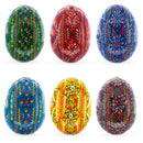 Set of 6 Traditional Ukrainian Pysanky Wooden Easter Eggs 2.5 Inches