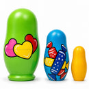 Set of 3 Bears with Heart Wooden Nesting Dolls 4.25 Inches