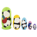 Set of 5 Panda Wooden Nesting Dolls 6 Inches