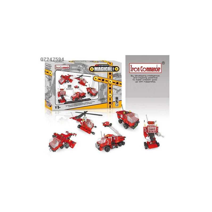 Fire truck, Helicopter, Robot & Plane Construction Model Kit (399 Pieces)