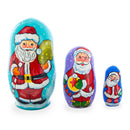 Set of 3 Santa with Gifts Wooden Nesting Dolls Figurines 4.25 Inches