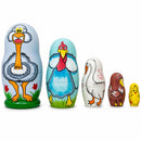 Set of 5 Ostrich, Turkey, Duck Birds Wooden Animal Nesting Dolls 4.25 Inches