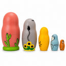 Set of 5 Camel, Donkey, Snake Wooden Animal Nesting Dolls 4.25 Inches