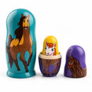 Set of 5 Horses Wooden Nesting Dolls 6 Inches