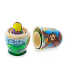 Set of 3 Jesus with Cross, Easter Eggs Wooden Nesting Dolls 4.25 Inches