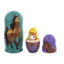 Set of 5 Horses Wooden Nesting Dolls 6 Inches
