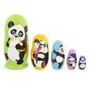 Set of 5 Panda Wooden Nesting Dolls 6 Inches