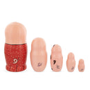 Set of 5 Pigs Celebration Wooden Nesting Dolls 6 Inches