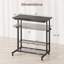 Mobile Stand up Desk Height Adjustable Standing Table with Tilting Tabletop