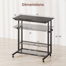 Mobile Stand up Desk Height Adjustable Standing Table with Tilting Tabletop