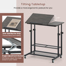 Mobile Stand up Desk Height Adjustable Standing Table with Tilting Tabletop