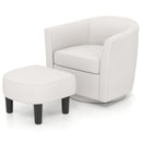 Modern Club Swivel Accent Chair with Ottoman Footrest Curved Backrest