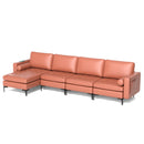 Modular L-shaped 4-Seat Sectional Sofa with Reversible Chaise and 2 USB Socket