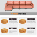 Modular L-shaped 4-Seat Sectional Sofa with Reversible Chaise and 2 USB Socket
