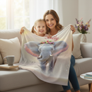 Personalized Elephant Blanket with Name | Floral Crown Design | Custom Gift for Girls, Women & Elephant Lovers