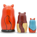 Set of 3 Cats With Fish and Rod Wooden Nesting Dolls 5.5 Inches