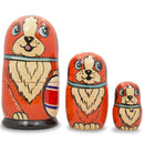 Set of 3 Dogs with Ball Wooden Nesting Dolls 5 Inches