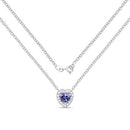 0.55 Carat Genuine Tanzanite and White Topaz .925 Sterling Silver Necklace