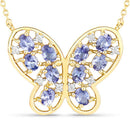 1.86 Carat Genuine Tanzanite and White Zircon .925 Sterling Silver Necklace