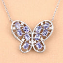 1.86 Carat Genuine Tanzanite and White Zircon .925 Sterling Silver Necklace