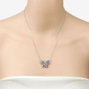1.86 Carat Genuine Tanzanite and White Zircon .925 Sterling Silver Necklace