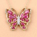 2.88 Carat Genuine Ruby and White Zircon .925 Sterling Silver Necklace