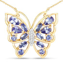 2.76 Carat Genuine Tanzanite and White Zircon .925 Sterling Silver Necklace