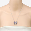 2.76 Carat Genuine Tanzanite and White Zircon .925 Sterling Silver Necklace