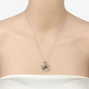 0.56 Carat Genuine Blue Sapphire and White Zircon .925 Sterling Silver Necklace