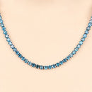 33.24 Carat Genuine Blue Diamond 14K White Gold Necklace
